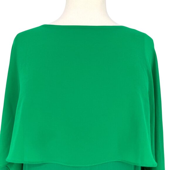 Zara Green Flowy Cape Blouse Layered Design Cut-Out Sleeves Size XS - Picture 7 of 11